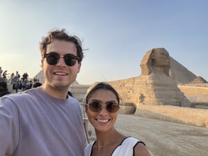 Standing in front of the Sphinx in Cairo Egypt